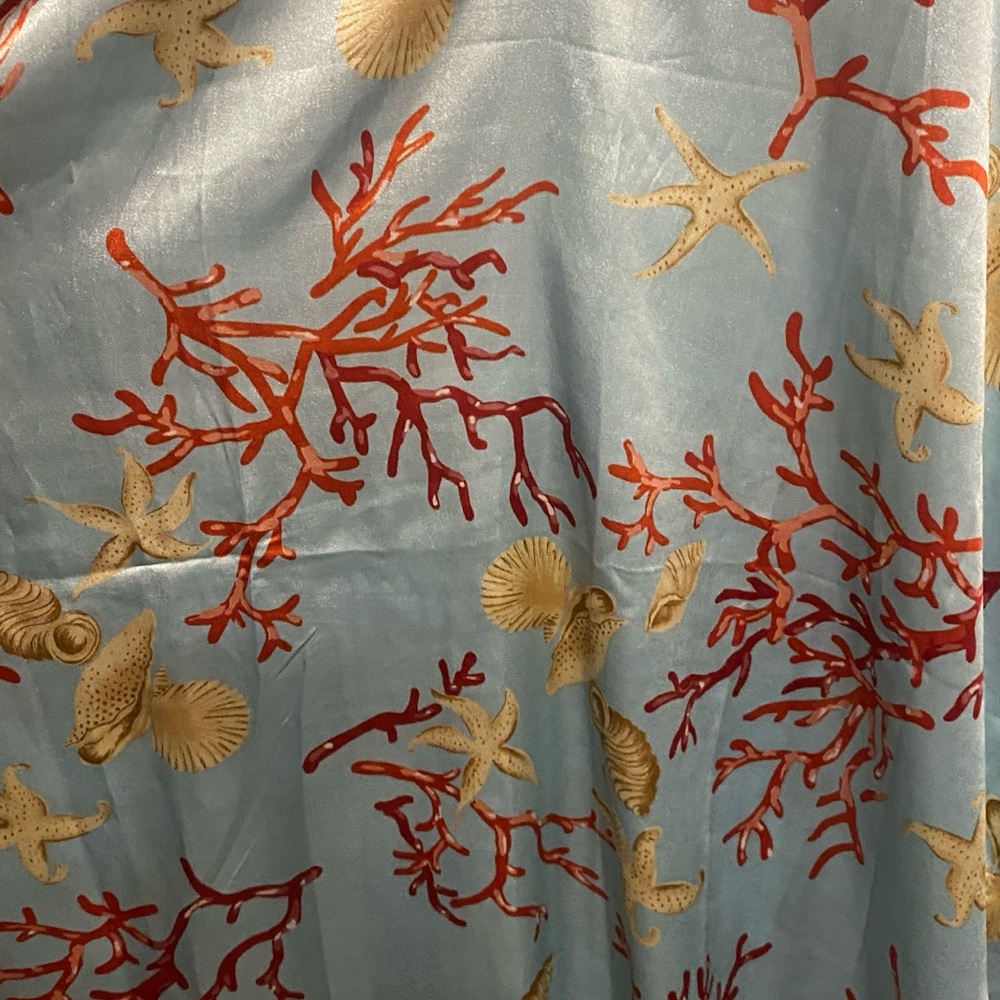 WINLAR womens caftan house dress beach coverup satin OS shells coral mrs… - Picture 5 of 5